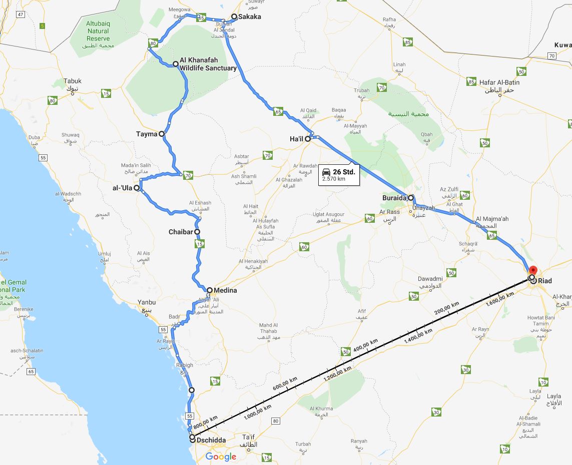 Rundreiseverlauf 11 Tage Reise Saudi Arabien mit Lindauer Reisebuero